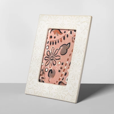 4" X 6" Embossed Ceramic Frame White - Opalhouse™ 3 4" X 6" Embossed Ceramic Frame White - Opalhouse™