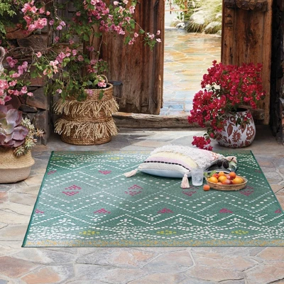 5' X 7' Outdoor Rug Global Aqua - Opalhouse™ 5 5' X 7' Outdoor Rug Global Aqua - Opalhouse™ - Image 3